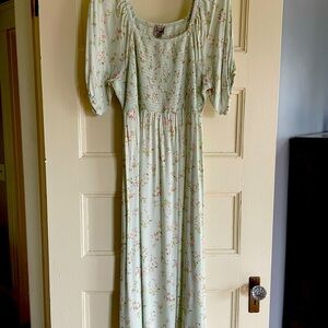 NWOT Light Green Floral Dress XL